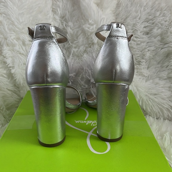 Sam Edelman Silver Feather Heels Size 5.5 - Picture 3 of 6